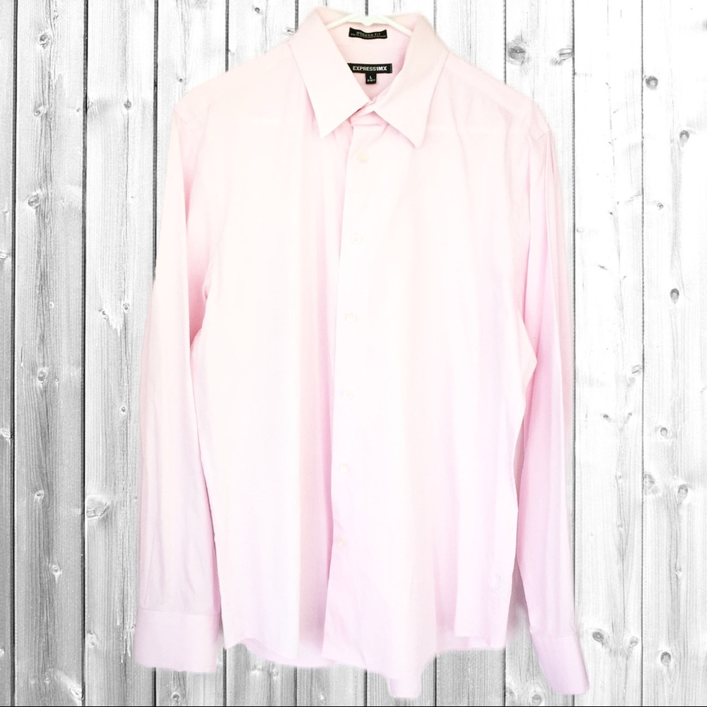 Express 1MX Pastel Pink Men’s Dress Shirt Large